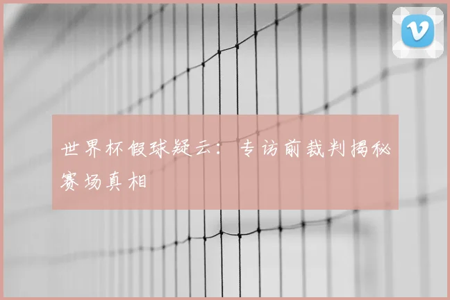 世界杯假球疑云：专访前裁判揭秘赛场真相